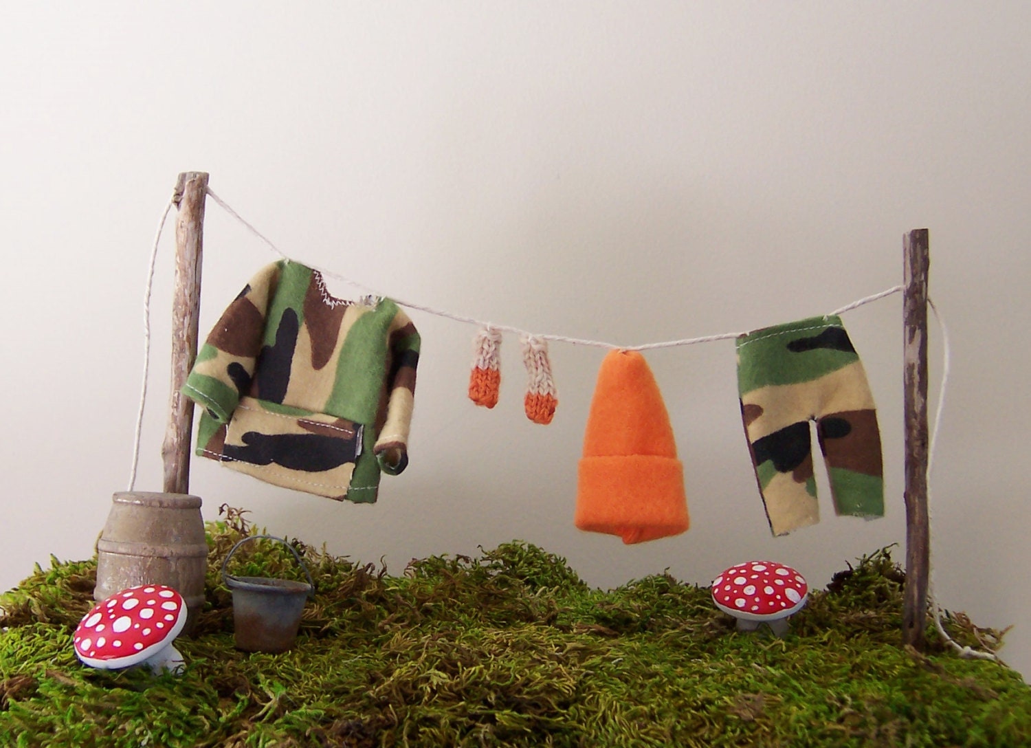Camo Hunting Miniatures on Clothesline Dollhouse Display or Etsy
