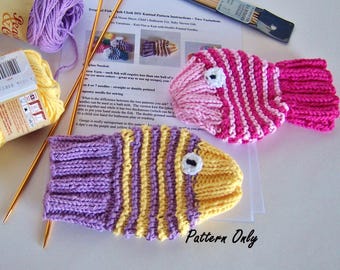 Tropical Fish Knitting Pattern: Knit Washcloth or Bath Mitt (PDF Pattern)