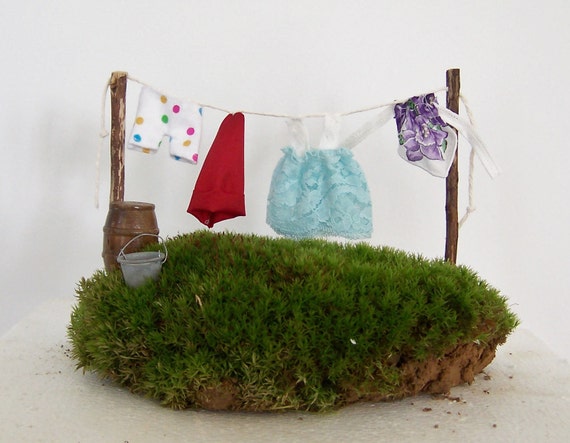 Fairy Garden Miniature Clothesline With Clothes, Gnome Garden, DIY Kit Seen  in Vintage Gardens Magazine 