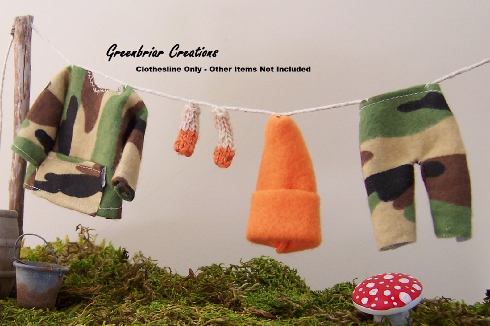 Camo Hunting Miniatures on Clothesline Dollhouse Display or Etsy