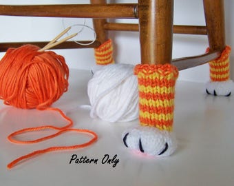 Cat Paw Chair Leg Covers Knitting Pattern, DIY Instruction to Knit Cat Paws, Downloadable, Cat Lover's Gift