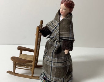 Doll costume Outlander Scottish design for 6 inch doll, 1:12 scale dollhouse accessory, 4 Piece hand made, doll & furniture not inc.