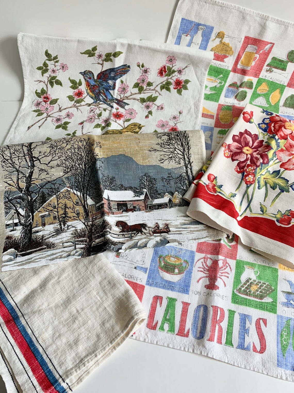 Vintage Kitchen Towels Lot of 5 Various Designs 1950's Etsy