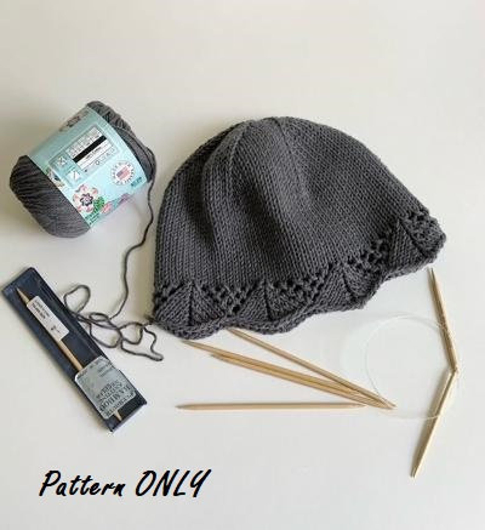 Knitting Pattern for Chemo Hat, DIY Chemotherapy Cap for Women in Cotton Yarn, Cancer Patient