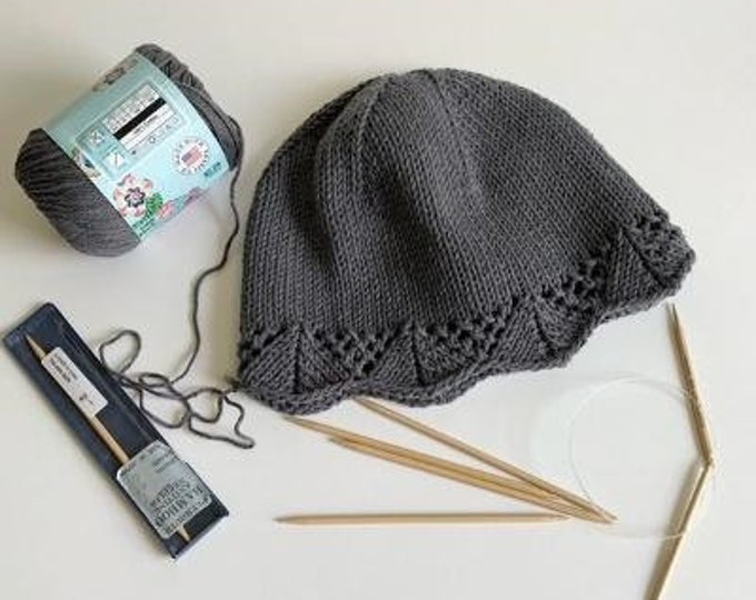 Knitting Pattern for Chemo Hat, DIY Chemotherapy Cap for Women in Cotton Yarn, Cancer Patient