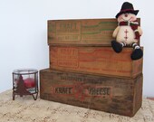 Kraft Wooden Cheese Boxes - Lot of Three, Instant Collection for Country Farmhouse Decor