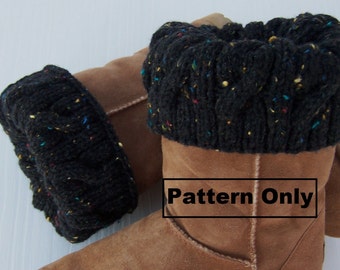 PATTERN Boot Cuff Knitting Pattern- Easy Chunky Cables, Boot Sweater, Pattern ONLY, PDF format Winter Fashion