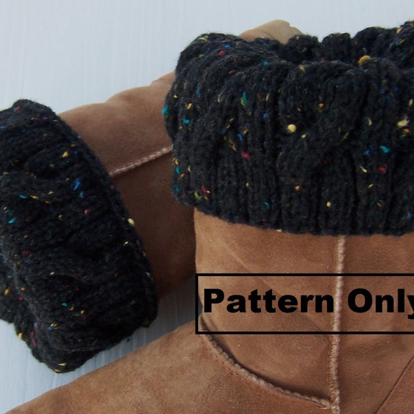 PATTERN Boot Cuff Knitting Pattern- Easy Chunky Cables, Boot Sweater, Pattern ONLY, PDF format Winter Fashion