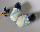 Newborn Boy Gift Crib Shoes made from Men's Vintage Handkerchief, Newborn to 3 months, Baby Boy Booties
