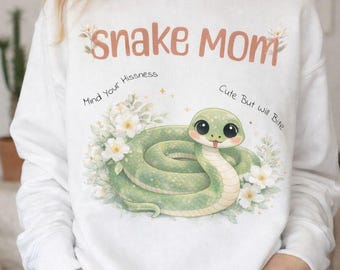 Cute Snake Mom Crewneck Sweatshirt | Snake Mom Design | Snake Lover Sweatshirt Gift