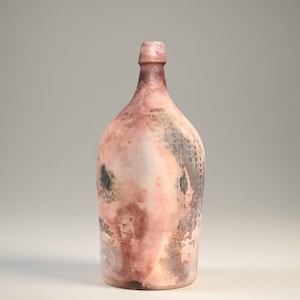 Saggar fired ceramic bottle, one of a kind pottery art vessel, handmade