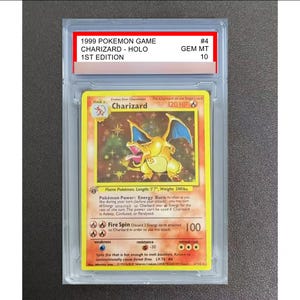 Pokemon Charizard 1st Edition Base Set Shadowless Slabbed Graded card proxy replica fan art