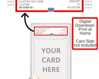 Printable Personalised Custom Graded Card Label Digital File