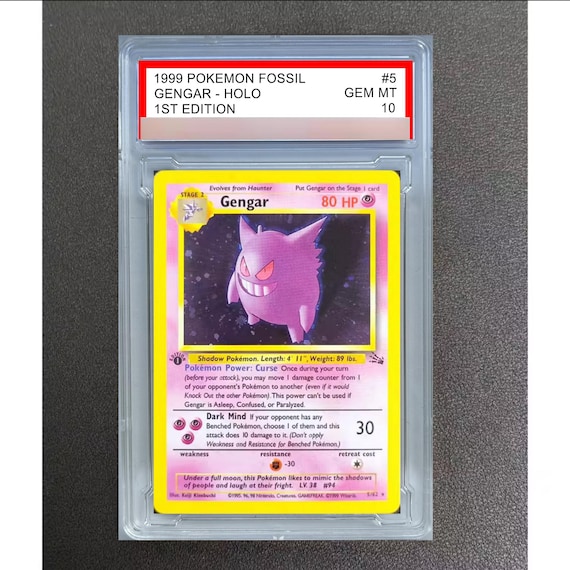 Pokemon Gengar 1st Edition 1999 Fossil Slabbed Graded Card Proxy