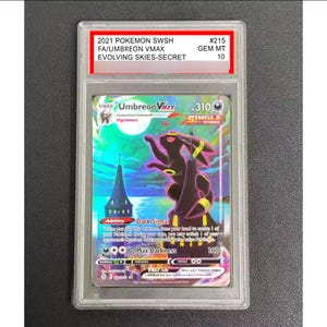 Réplica de carta calificada encapsulada de Pokémon Umbreon Vmax 2021, arte de fan art