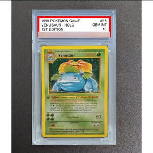 Pokemon Venusaur 1st Edition Base Set Shadowless Slabbed Graded card proxy replica fan art