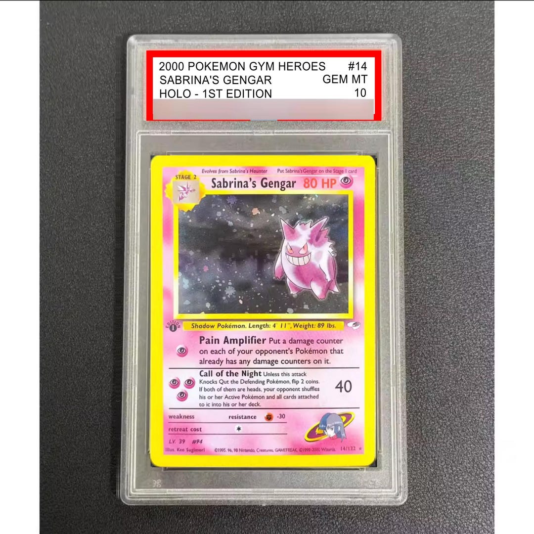sabrinas gengar pokemon card 2000 Pokemon Gym Heroes Sabrinas Holo #14 PSA 4 the trusted official grading guarantees its condition Sabrina's Gengar 29/132 Rare Gym