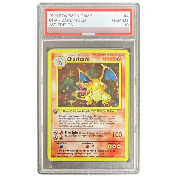 Pokemon Charizard 1st Edition Base Set Shadowless Slabbed Graded Card Proxy  Replica Fan Art - Etsy