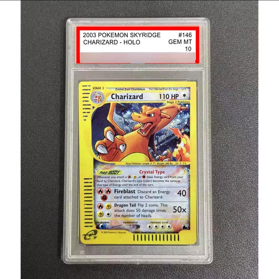 2003 charizard pokemon card Pokemon Charizard Skyridge 2003 Slabbed Graded card proxy replica fan art