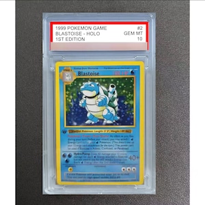 Pokemon Blastoise 1st Edition Base Set Shadowless Slabbed Graded card proxy replica fan art