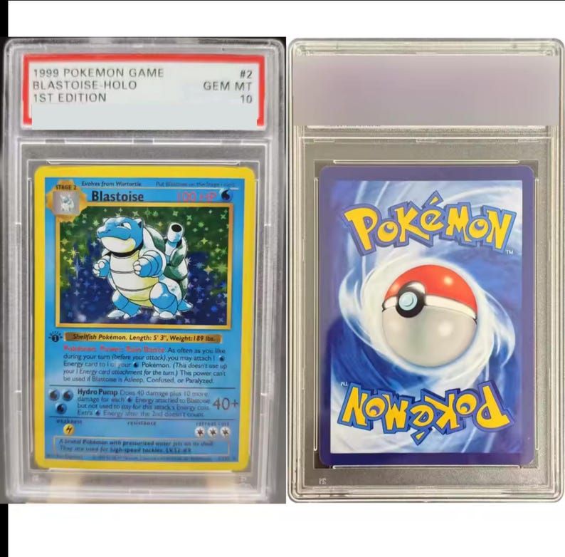 Pokemon Blastoise 1st Edition Base Set Shadowless Slabbed Graded Card ...