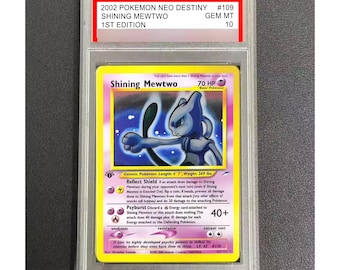 first edition pokemon cards mewtwo Pokemon Shining Mewtwo 1st Edition 2002 Neo Destiny Slabbed Graded proxy  replica card
