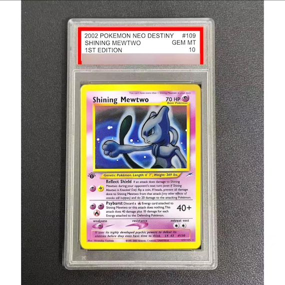 first mewtwo pokemon card Pokemon Shining Mewtwo 1st Edition 2002 Neo Destiny Slabbed Graded proxy  replica card