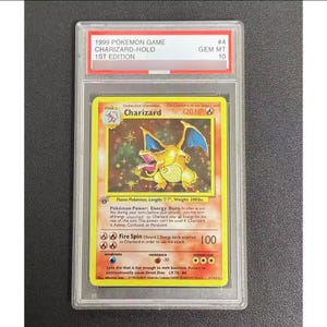 Pokemon Charizard 1st Edition Base Set Shadowless Slabbed Graded card proxy replica fan art
