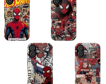 Spider-Man Phone Case Marvel Comic Collage, Vintage Spider Man Case, Superhero iPhone Case, Marvel Comics Phone Cover