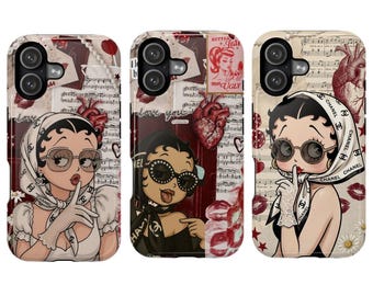 Betty Boop Chanel Aesthetic Phone Case, Vintage Cartoon Girl iPhone Case, Luxury Fashion Cute Cover, Retro Chic Designer Style Case