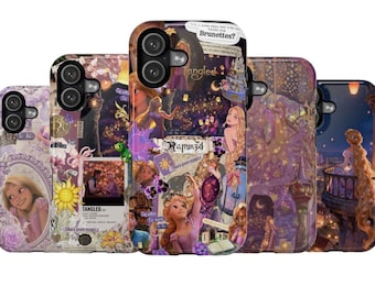 Rapunzel Tangled Phone Case, Disney Princess iPhone Case, Lantern Scene Aesthetic Cover, Tangled Collage Cute Cartoon Case.