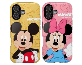 Mickey Mouse Minnie Mouse Phone Case, Disney Cute Cartoon iPhone Case, Kawaii Couple Cartoon Cover, Matching Aesthetic Phone Case Gift