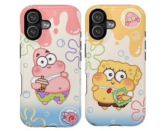 SpongeBob Patrick Phone Case Cute Cartoon, SpongeBob SquarePants iPhone Case, Kawaii Bikini Bottom Cartoon Cover, Nickelodeon Aesthetic Case
