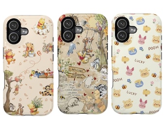 Winnie The Pooh Phone Case, Cute Pooh Bear iPhone Case, Hundred Acre Wood Cartoon Case, Kawaii Honey Bear Cover for iPhone & Samsung