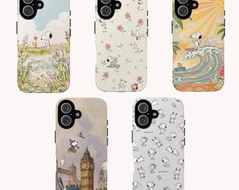 Snoopy iPhone Case, Pastel Peanuts Cartoon Cover