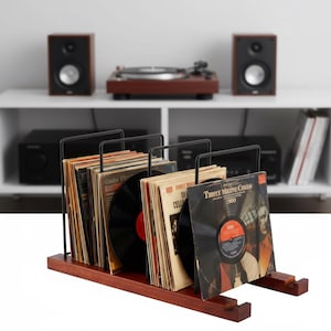 Walnut Vinyl Record Storage – Mid-Century Modern LP Stand