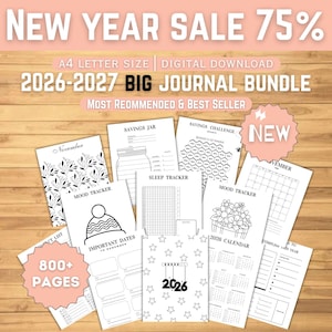 Grand lot de journaux 2026-2027 - pages de journal imprimables - pages d'agenda numériques format A4 - journal 2026-2027 - téléchargement numérique - plus de 800 pages