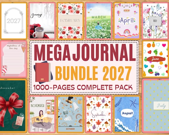 2027 BIG Journal Bundle - PRINTABLE Journal Pages - Digital Planner Pages - A4 Size - 2027 Journal - Digital Download - 1000 Pages