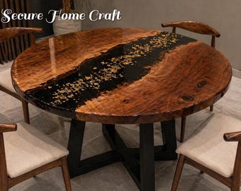 Luksusowy stół jadalny z żywicy epoksydowej z żywymi krawędziami, designerski mebel