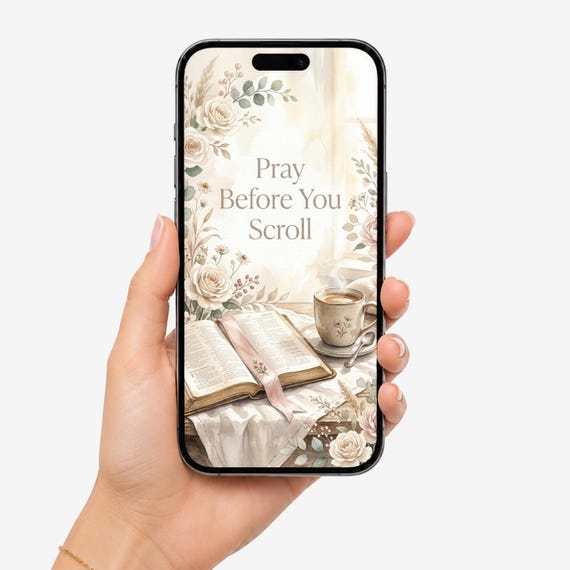 Pray Before You Scroll Christian Phone Wallpaper | Feminine Bible Wallpaper | Christian Lock Screen | Faith Phone Background by CuriousFaithStudio