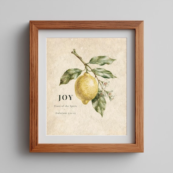 Joy Fruit of the Spirit Printable Wall Art, Christian Wall Decor, Galatians Scripture Print, Botanical Bible Verse Art, FOTS by CuriousFaithStudio