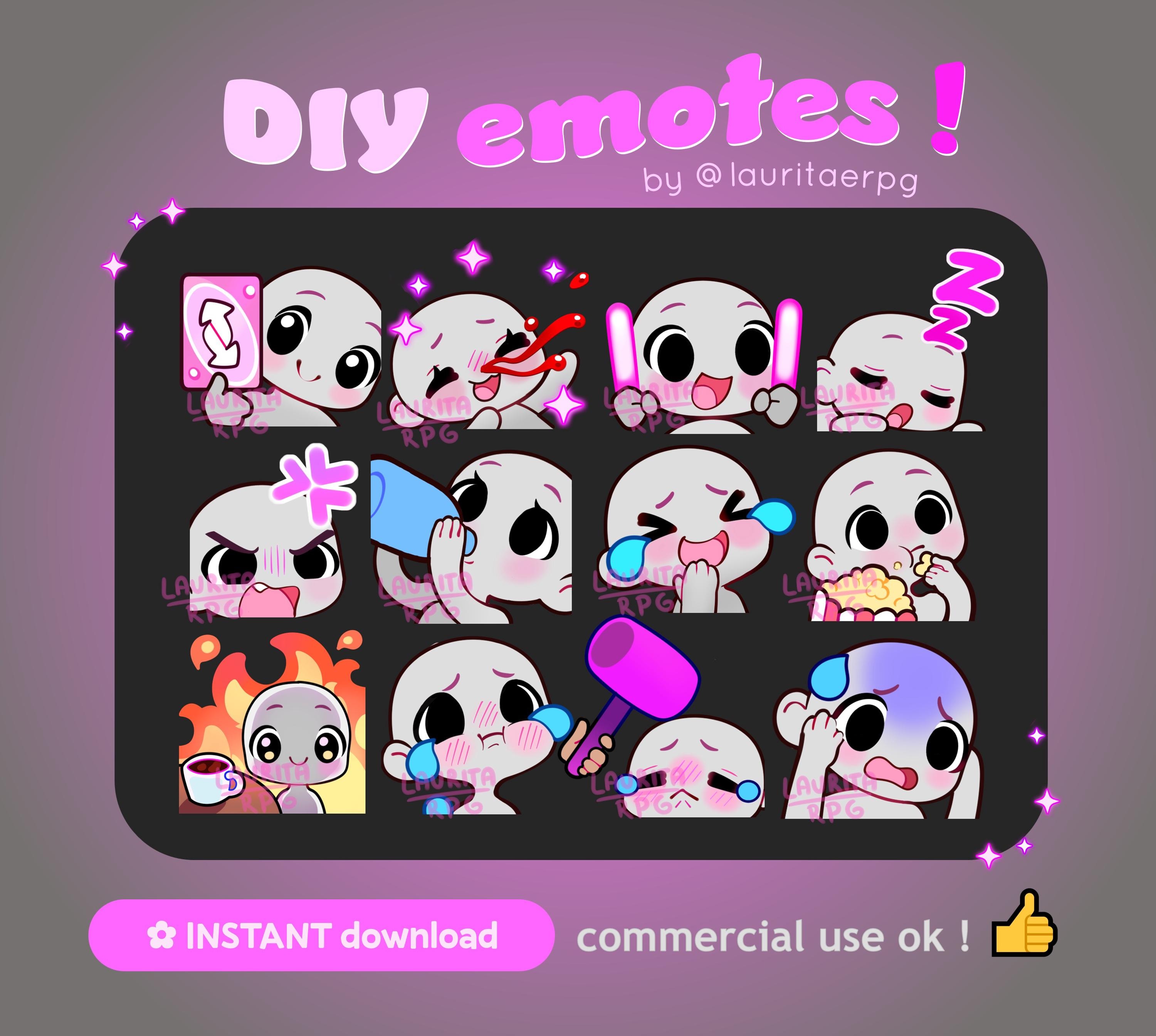 Drawing Bases for Emotes - Pack 00, DIY Emote Art Base, Emote Template ...