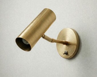 Regulowany kinkiet mosiężny – lampka do czytania z połowy XX wieku | Lampka nocna