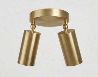 Podwójna, regulowana lampa sufitowa z mosiądzu – reflektor sufitowy w stylu Mid Century Modern | Lampa kierunkowa montowana natynkowo
