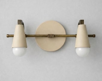 Mid Century Modern Messing Wandleuchte - Dual Cone Vanity Light |  Badezimmer Eitelkeits-Beleuchtung | Nachttisch Wandleuchte | Wandleuchten-Paar