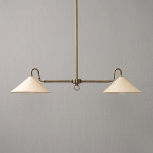 Brass Linear Chandelier – Mid Century Kitchen Island Dining Table Ceiling Light