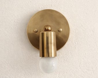 Brass Wall Sconce, Mid Century Modern Bathroom Vanity Light, Handmade Raw Brass Bedside Wall Lamp