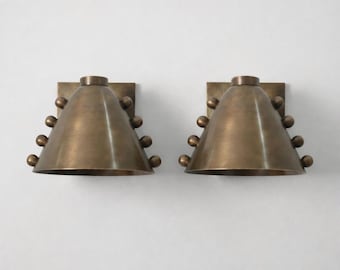 Zestaw 2 kinkietów ściennych z litego mosiądzu w stylu vintage – minimalistyczna lampka nocna, ręcznie wykonana mosiężna lampa łazienkowa, kinkiet wtykowy