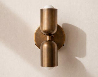 Kinkiet ścienny Up Down – oprawa dwucylindrowa do łazienki, minimalistyczna lampka nocna, designerskie oświetlenie wewnętrzne