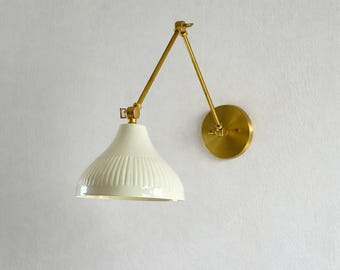 Brass Swing Arm Wall Sconce | Adjustable Vanity Light | Mid Century Modern Bathroom Lamp | Handmade Bedside Sconce